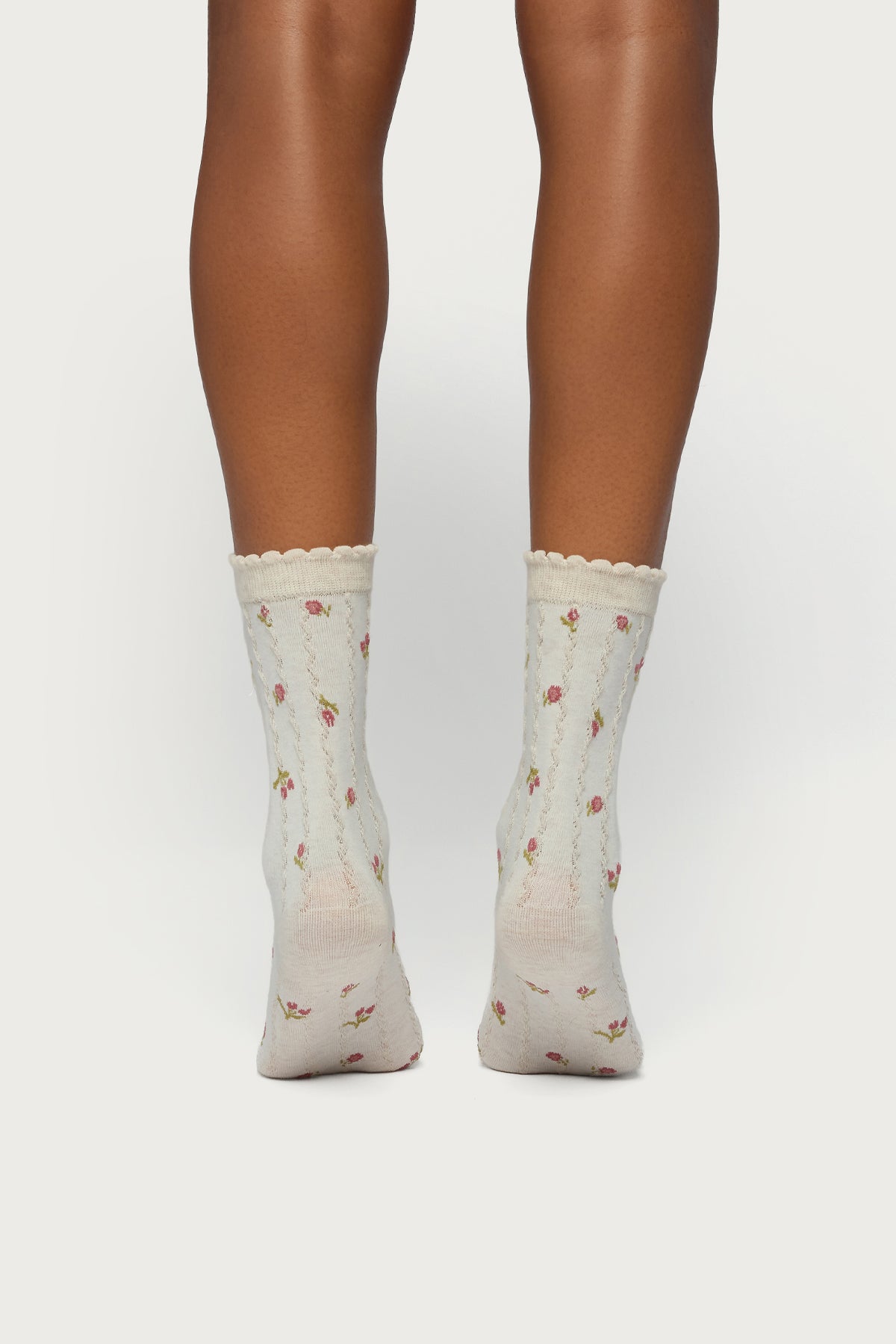 Embroidered Rose Socks
