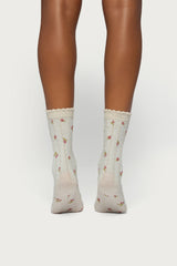 Embroidered Rose Socks