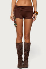 Thia Ruched Bead Foldover Shorts
