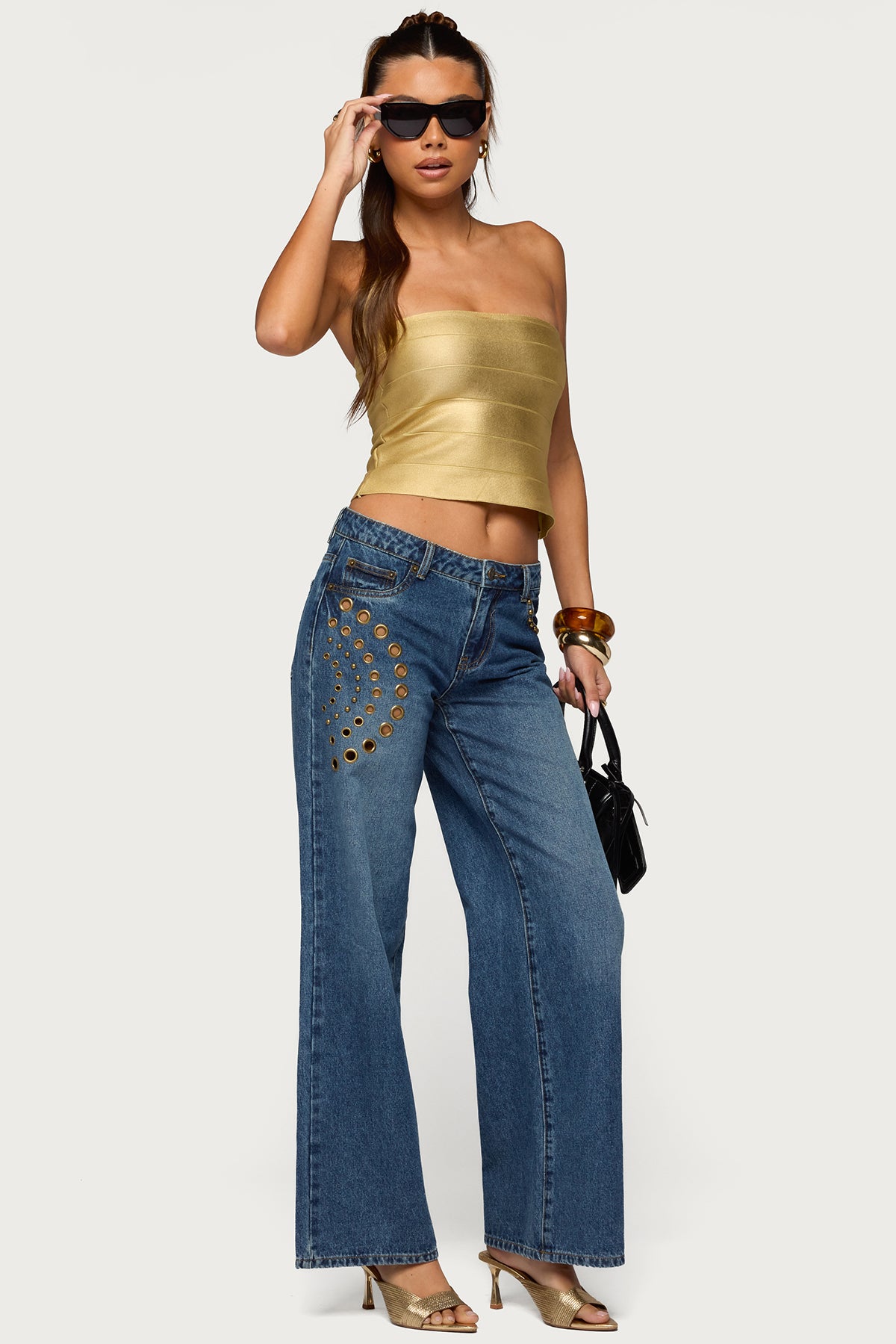 Cecilea Metallic Bandage Tube Top