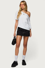 Freada Polka Dot Denim Mini Skort