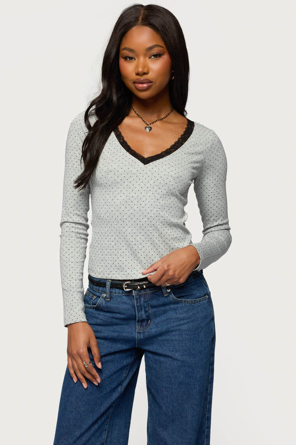 Morah Lacey Polka Dot Top view 1