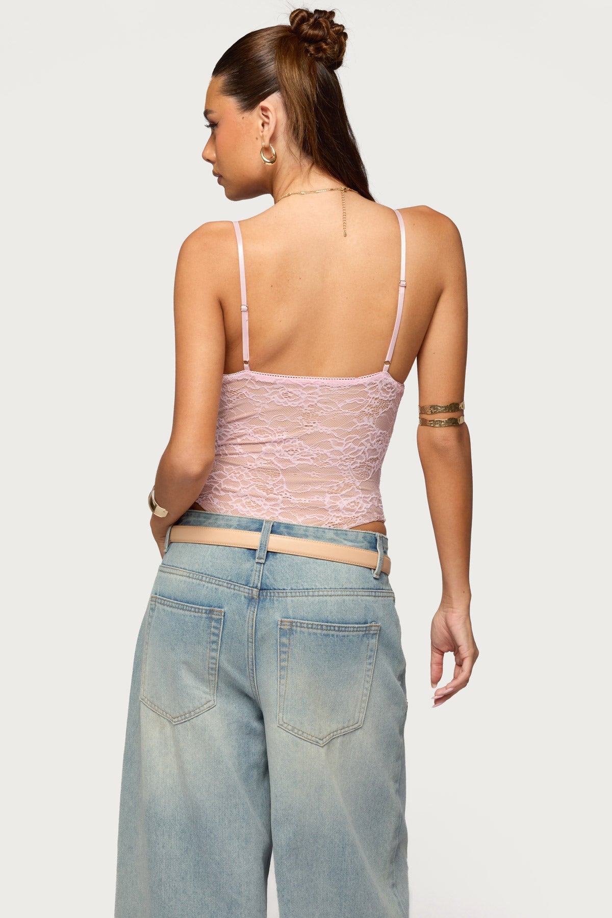 Nolyn Sheer Lace V Neck Bodysuit