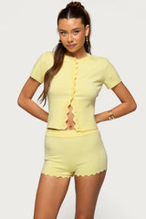 Rosie Scalloped Knit Button Up Top