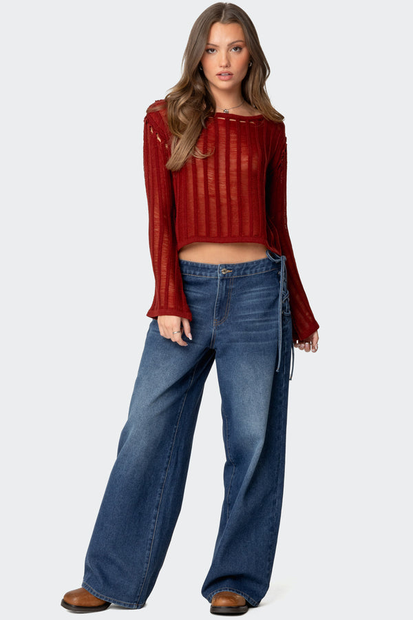 Sagir Sheer Ladder Knit Top view 2