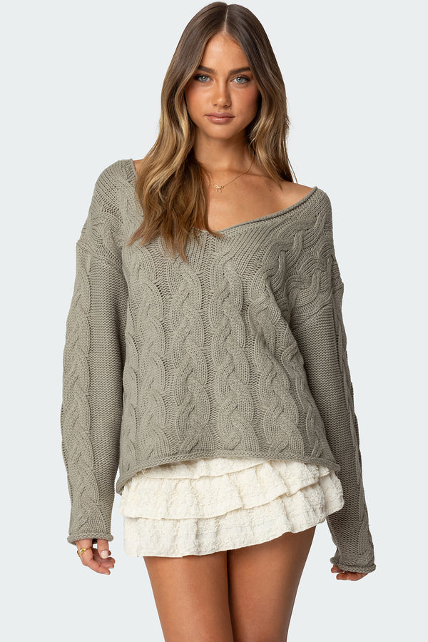 Inga Oversized Cable Knit Sweater view 1