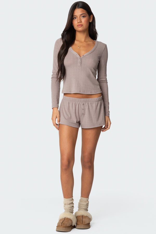 Keely Pointelle Henley Top view 2