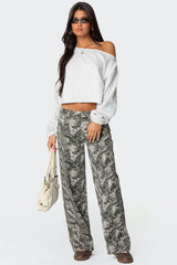 Camo & Bow Low Rise Baggy Jeans
