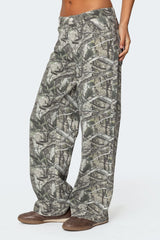 Camo & Bow Low Rise Baggy Jeans