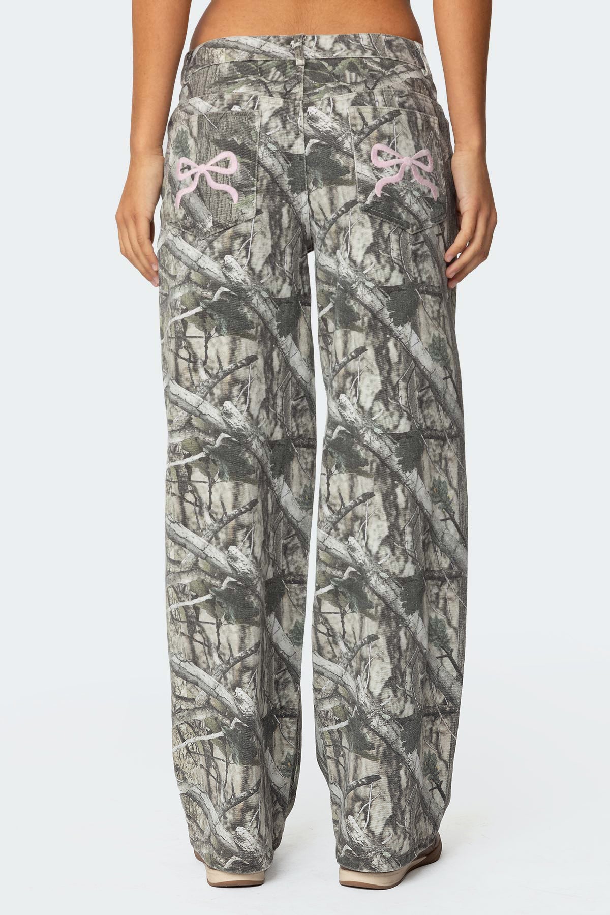 Camo & Bow Low Rise Baggy Jeans