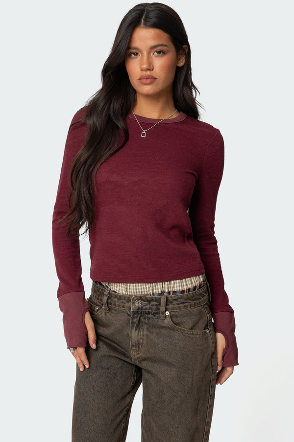 Waffle Long Sleeve T Shirt view 1