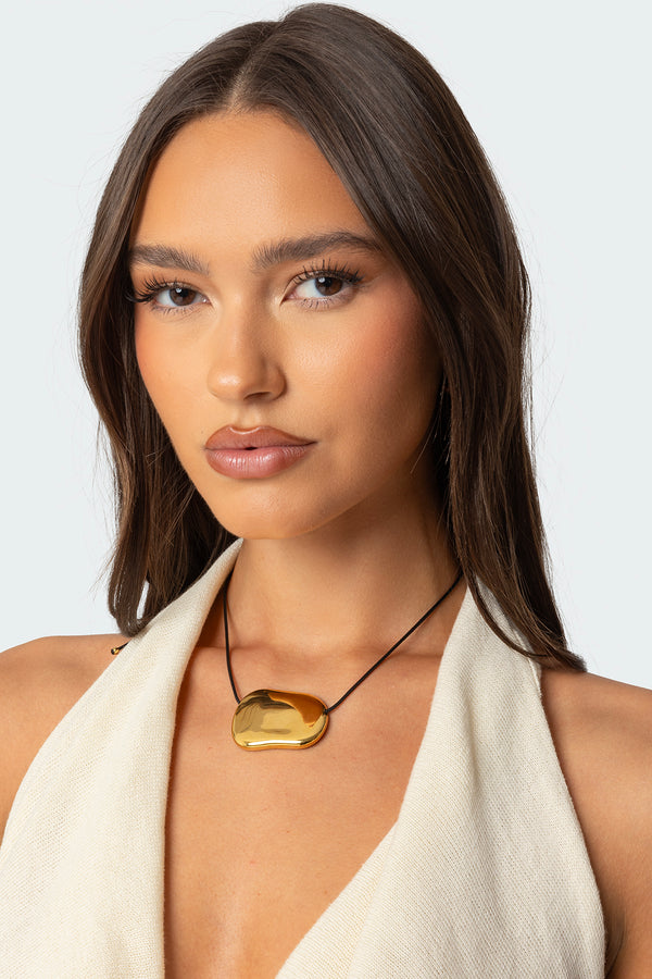 Abstract Stone Pendant Cord Necklace view 1