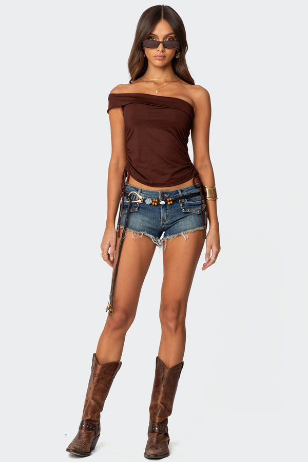Yafa Asymmetric Off Shoulder Top view 2
