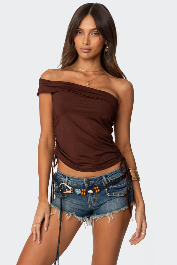 Yafa Asymmetric Off Shoulder Top view 1
