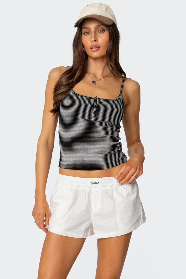 Striped Henley Tank Top view 1