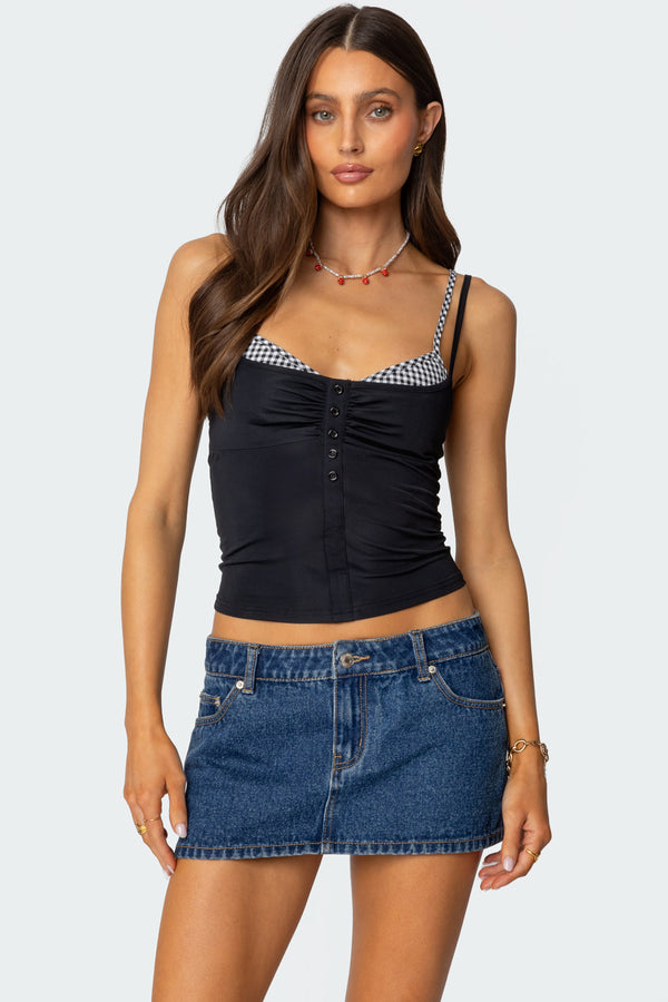 Gingham Layered Tank Top view 1