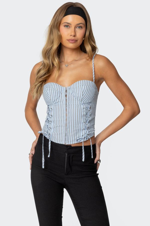 Lois Lace Up Pinstripe Corset view 1
