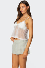 Sheer Lacey Babydoll Tank Top