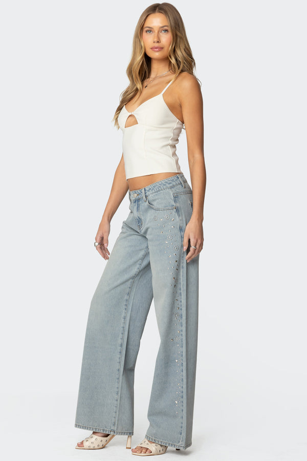 Everly Studded Low Rise Baggy Jeans view 1