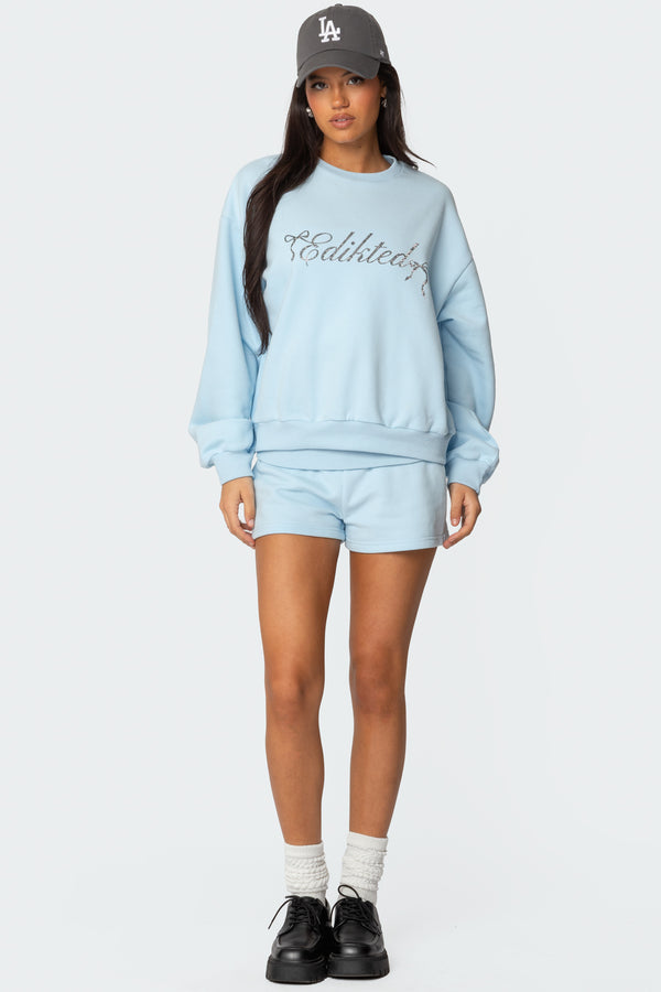 Super Edikted Rhinestone Oversized Sweatshirt view 2