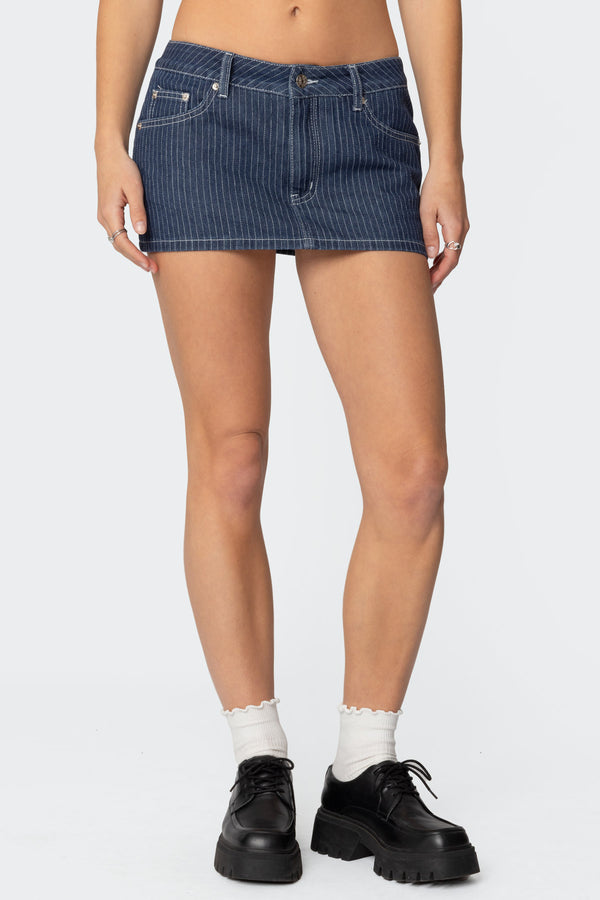Neria Pinstripe Denim Micro Skort view 2