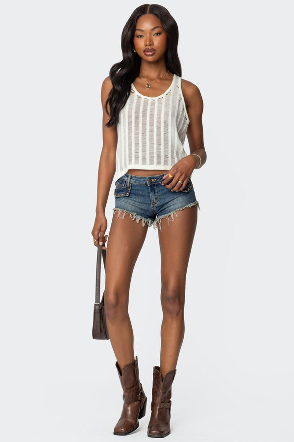 Keziah Sheer Ladder Knit Top view 2
