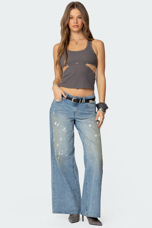 Paint Splatter Low Rise Baggy Jeans view 1
