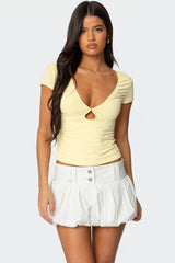 Burkley Keyhole Gathered Top