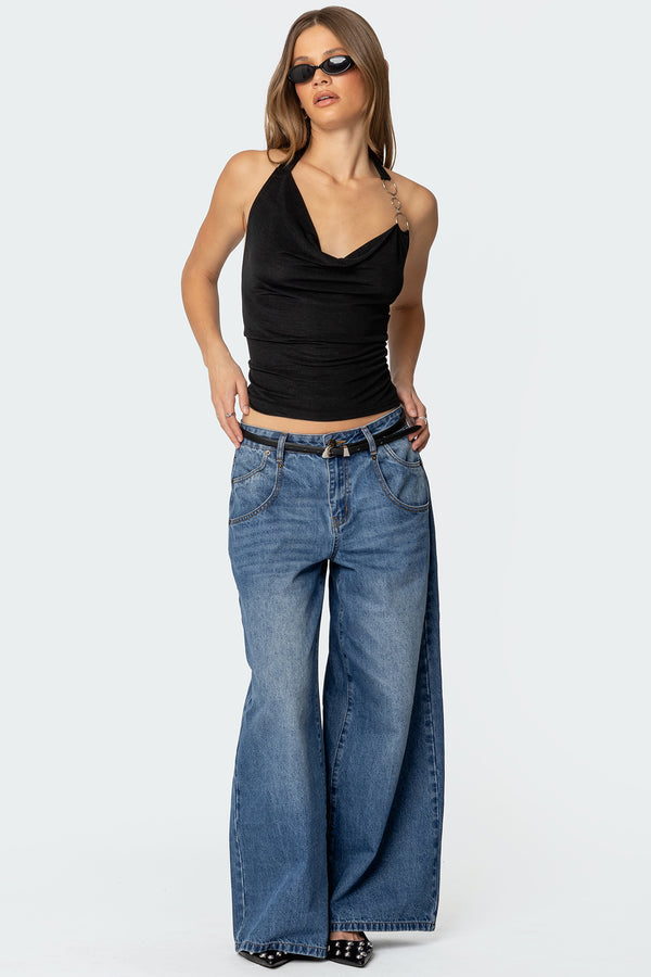 Rhia Cowl Neck Halter Top view 2
