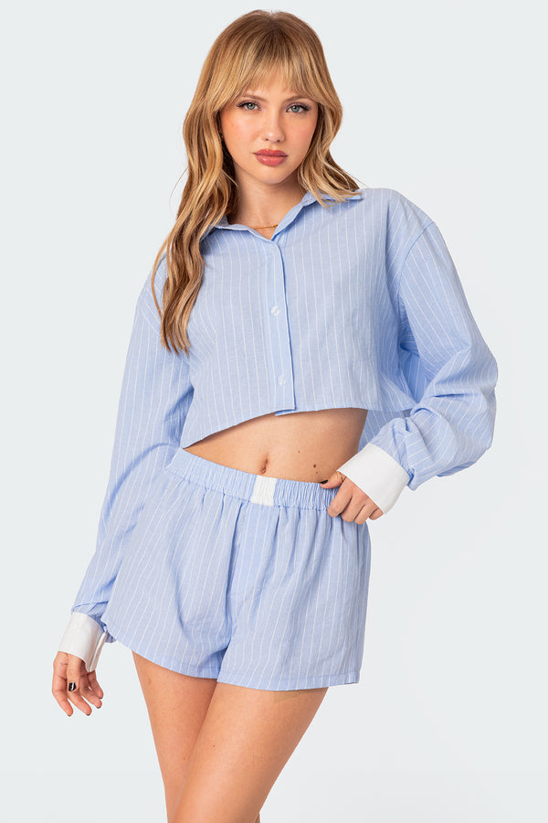 Lea Cropped Button Up Shirt view 1
