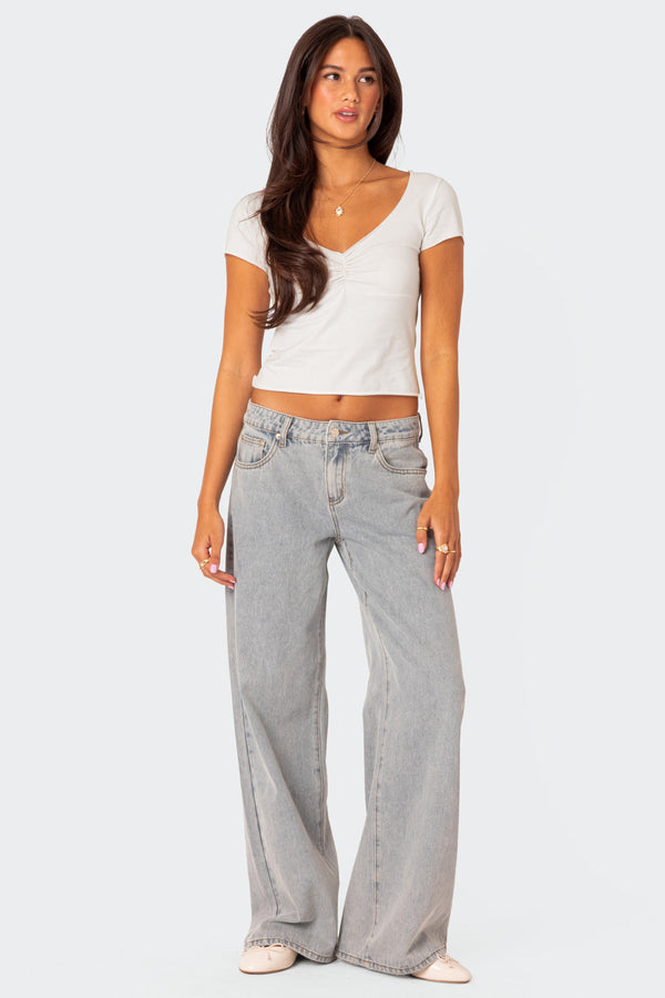 Ava V Neck Ruched Top view 2