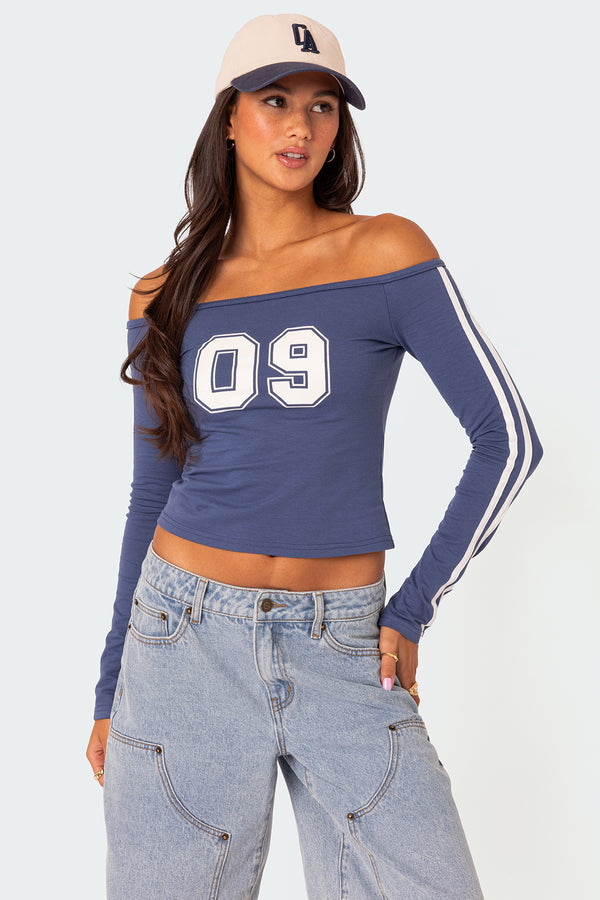 90'S Off Shoulder Long Sleeve T Shirt view 1