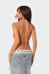 Sequin Crochet Open Back Top