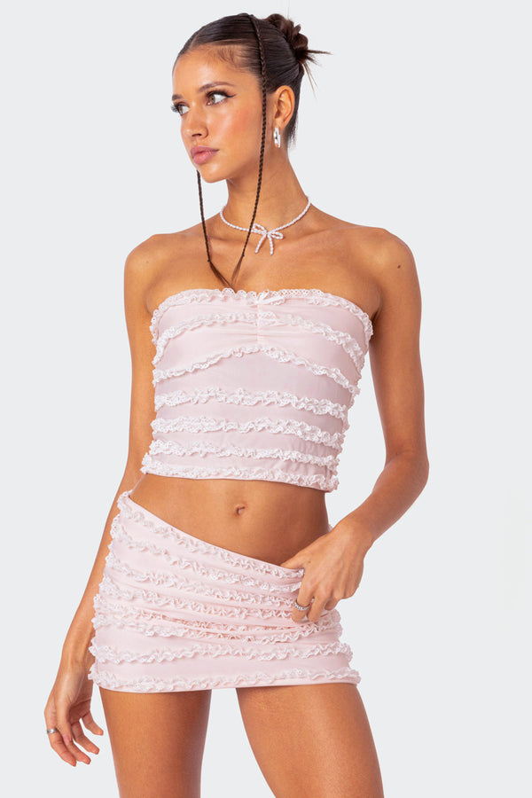 Izzy Ruffled Strapless Top view 1