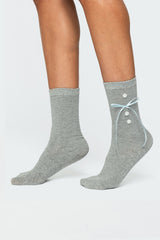 Ribbon & Flower Button Socks