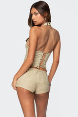 Sloane Faux Suede Halter Top