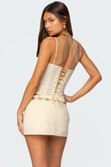 Avena Linen Look Lacey Corset