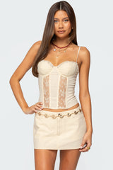 Avena Linen Look Lacey Corset