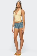 Cargo Pockets Denim Micro Shorts