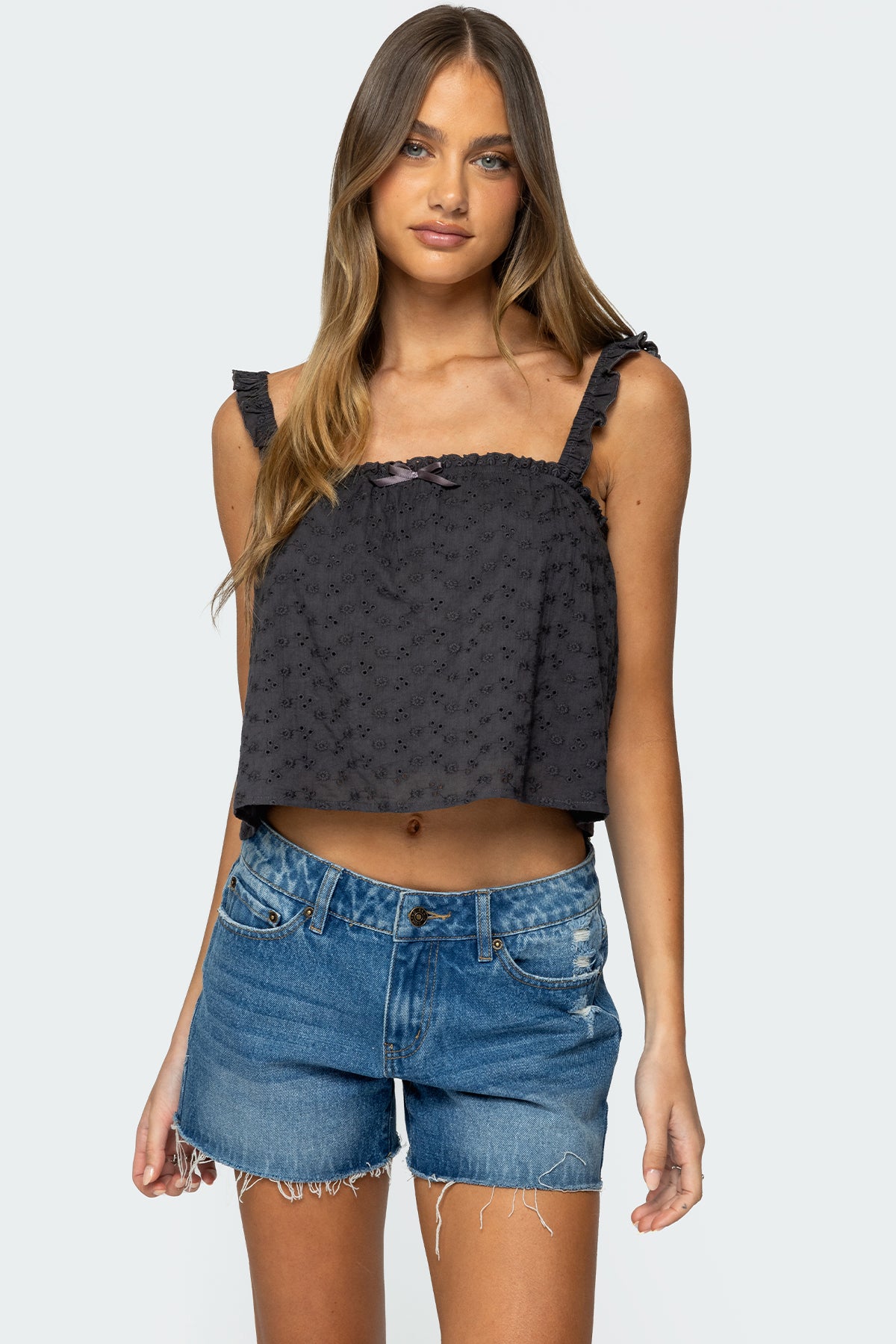 Tami Eyelet Ruffle Tank Top