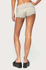 Studded Foldover Micro Shorts