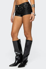 Grommet Faux Leather Micro Shorts