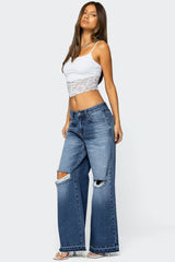 Xenia Distressed Low Rise Baggy Jeans