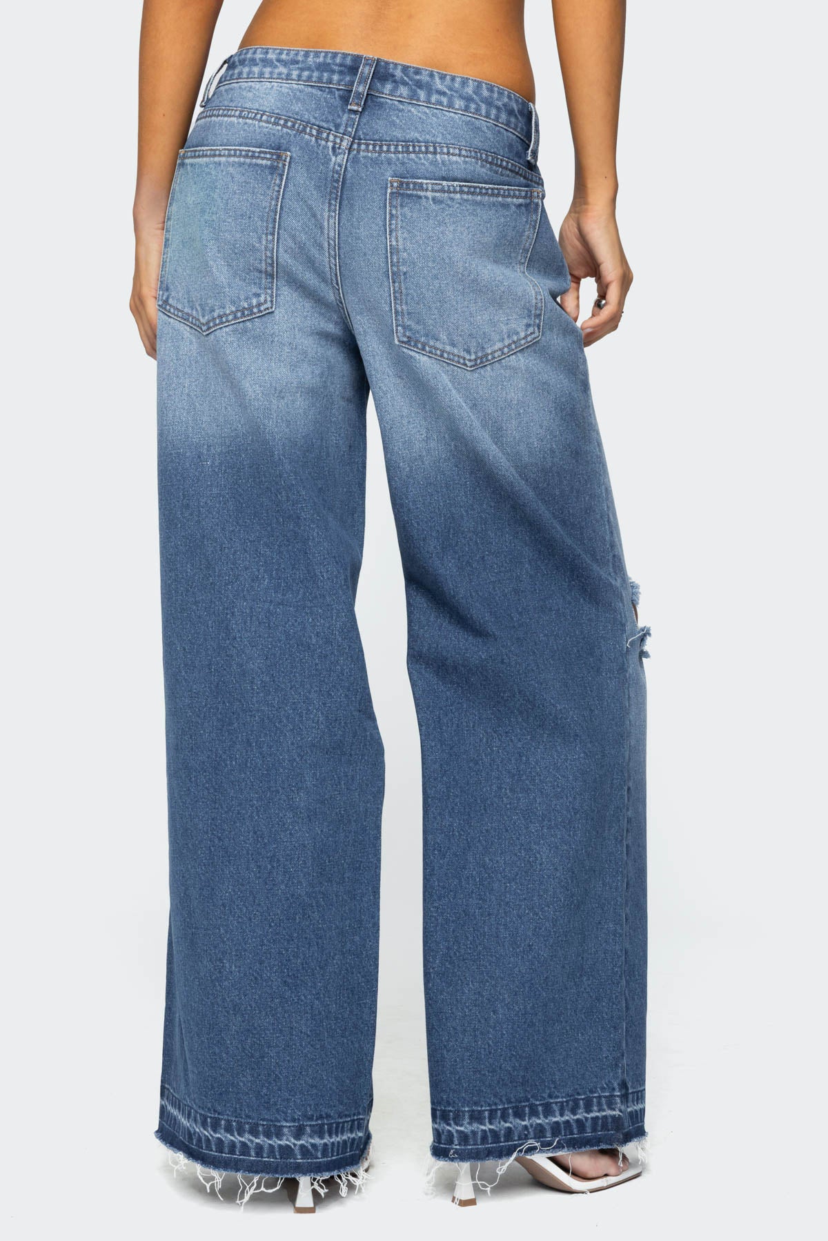 Xenia Distressed Low Rise Baggy Jeans
