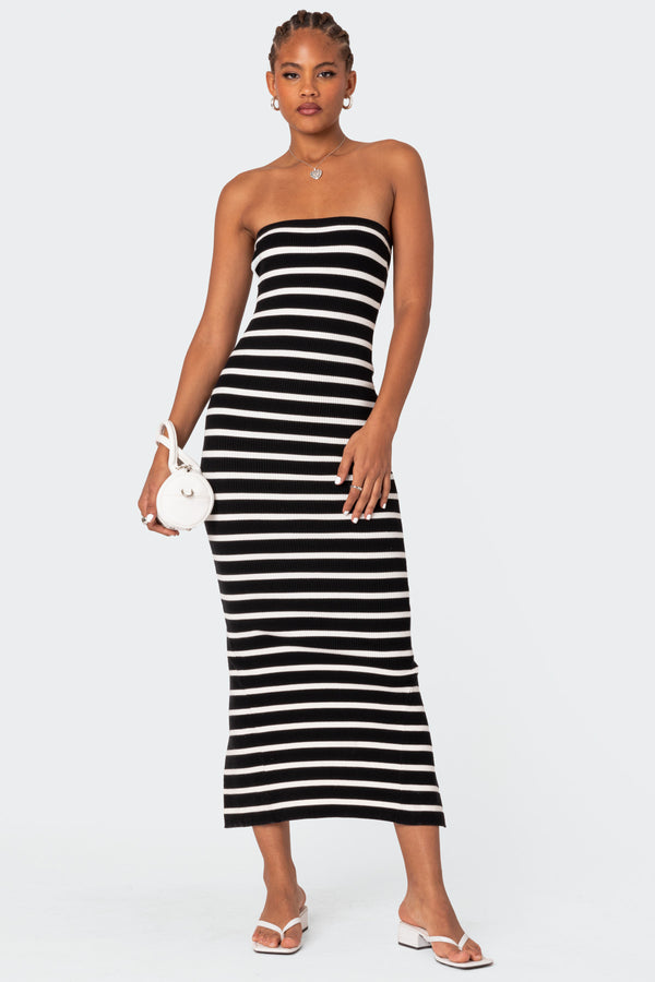 Knit Back Slitted Maxi Dress view 1