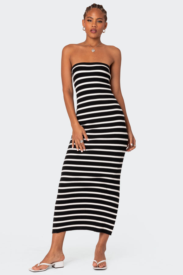 Knit Back Slitted Maxi Dress view 2