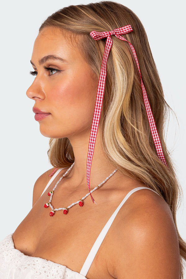 Gingham Bow Hair Clip Set view 2