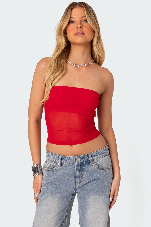 Celestia Sheer Mesh Tube Top view 1