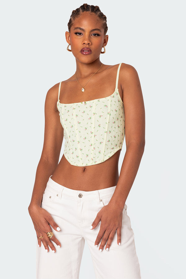 Rosey Printed Pointelle Corset view 1