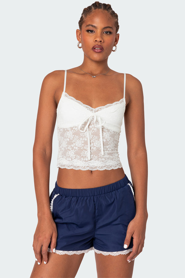 Cami Sheer Lace Tank Top view 1